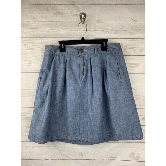 GAP 1969 Skirt Womens size 2 TALL Blue Soft Chambray Pockets Pleated - Picture 1 of 7
